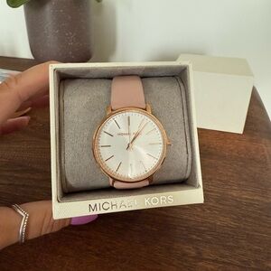 Michael Kors Rose Gold Watch with Blush Leather Strap